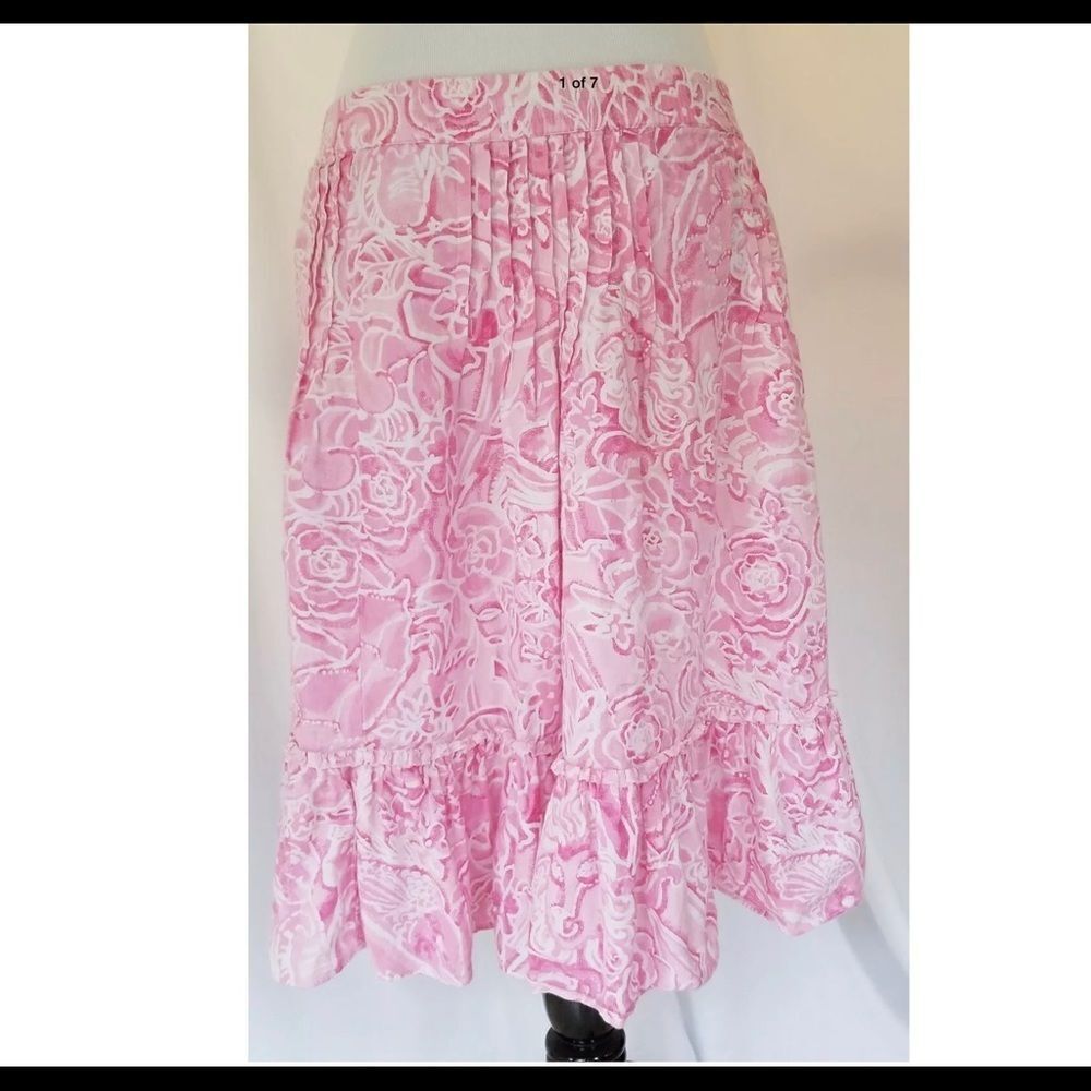 VTG LILLY PULITZER 🌺 Romantic🌹Pink *Floral* Skirt Pockets S #Cottagecore